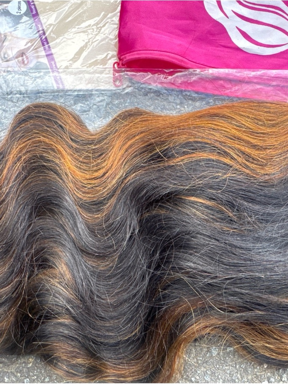 Wavy Black with Honey Brown Highlights Human Hair Wig